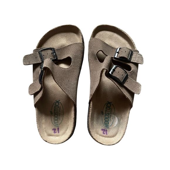 WoodStock Vintage Brand Boys Size 12 M Leather Sandals Bert Slide Gray/Green - Picture 1 of 8